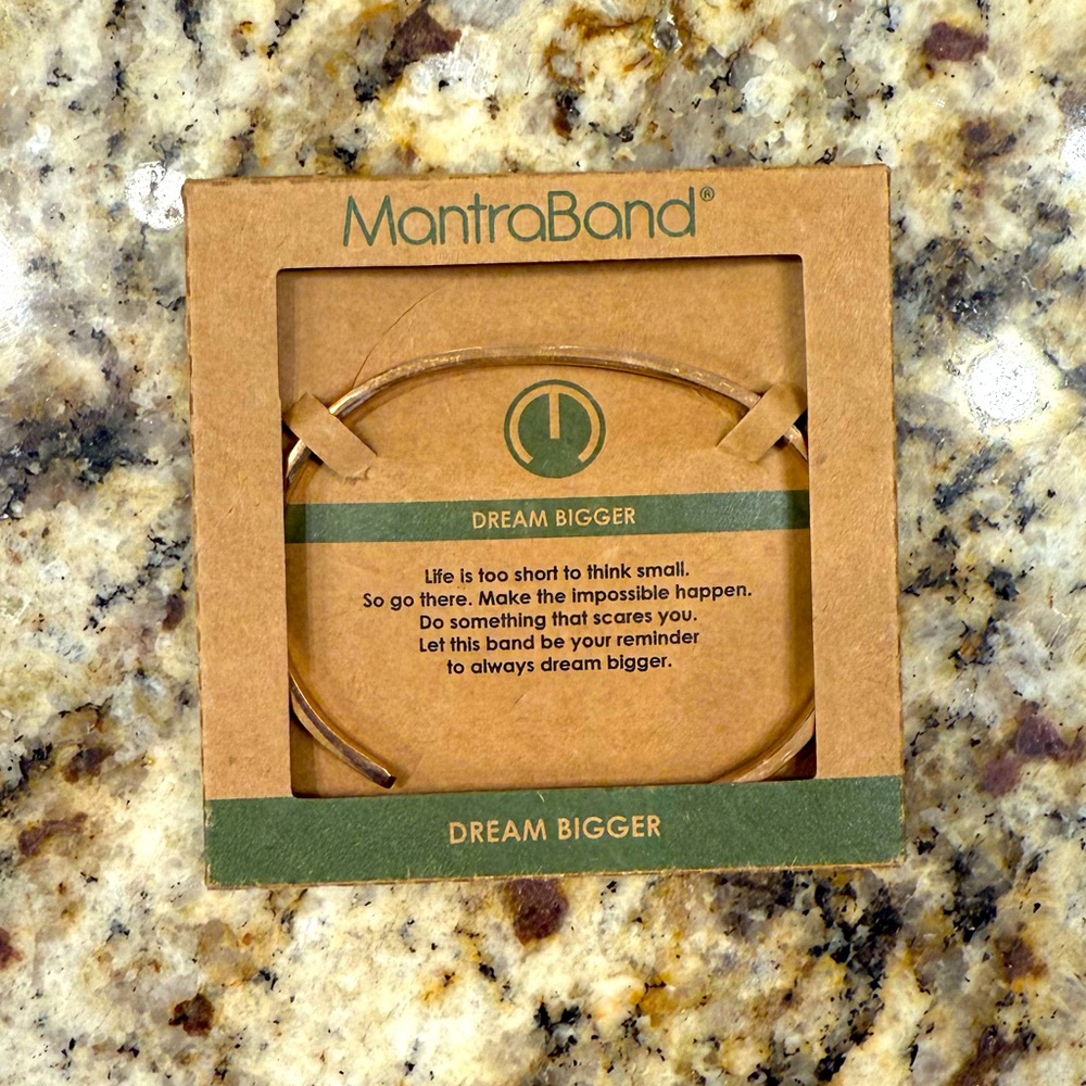 Dream Bigger Rose Gold Bracelet Cuff – Stainless Steel Mantra Jewelry